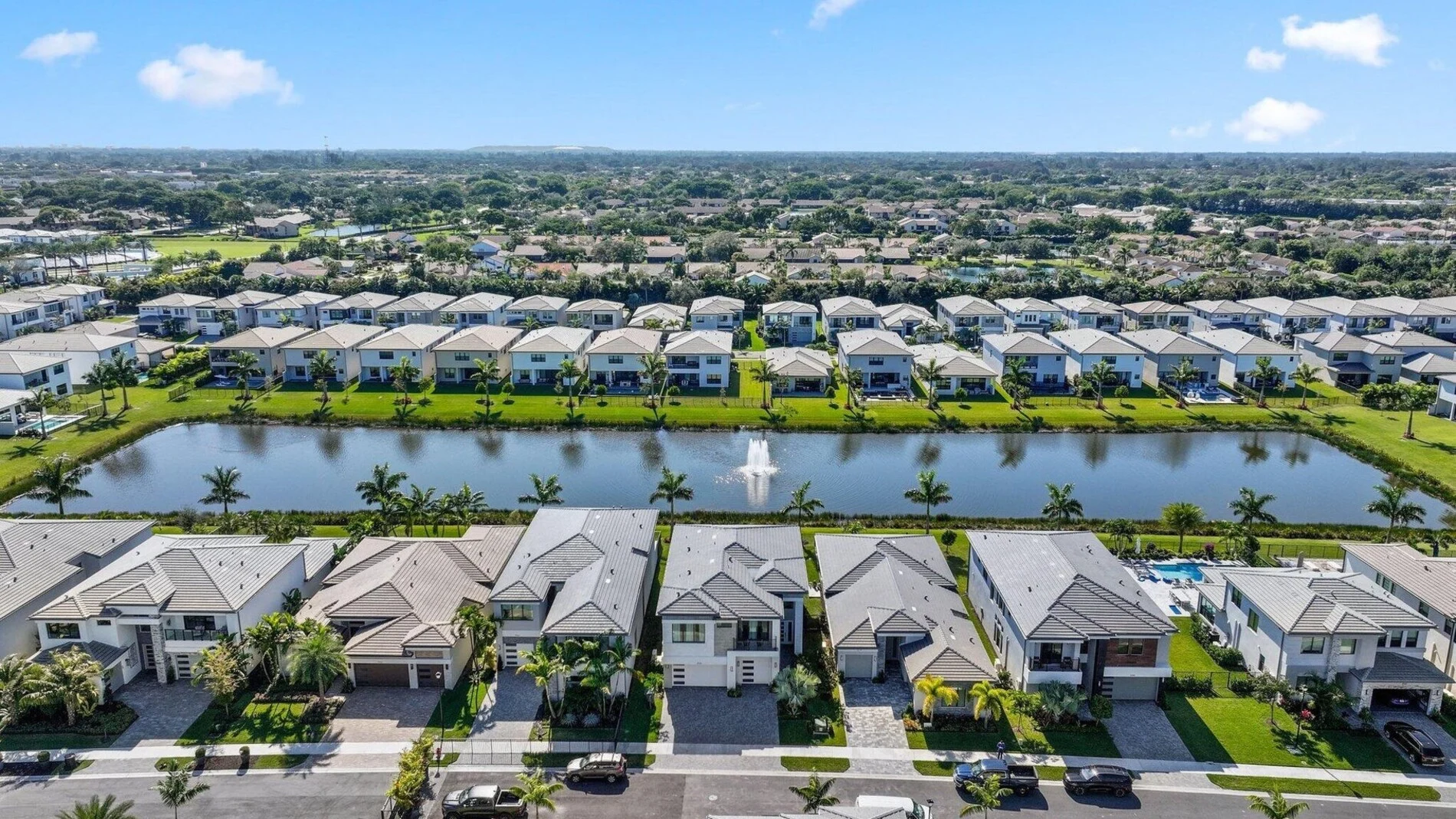 Aerial view of waterfront homes in Lotus Palm, Boca Raton